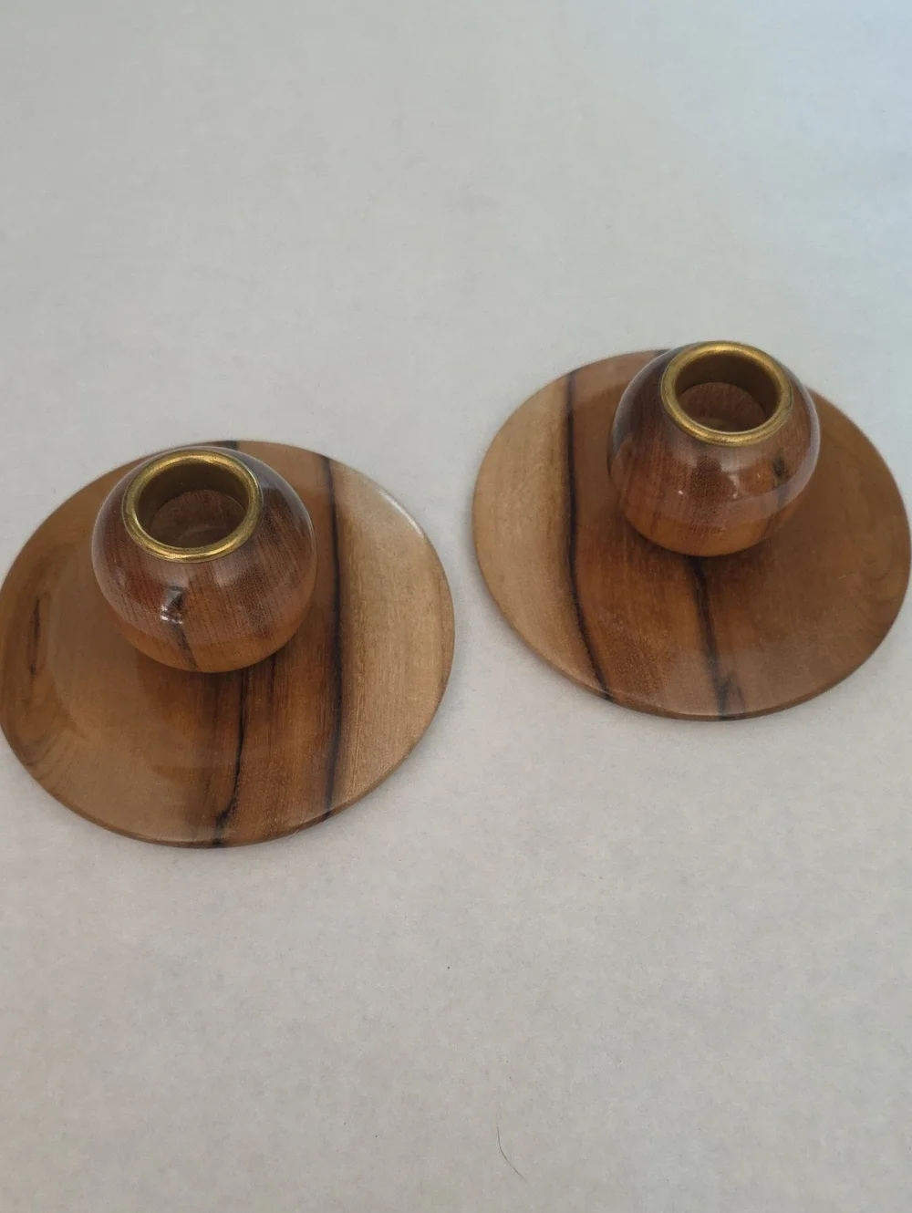 Vintage MCM Myrtlewood Candle Holders Pair - J.D. Molitor Coos Bay Oregon